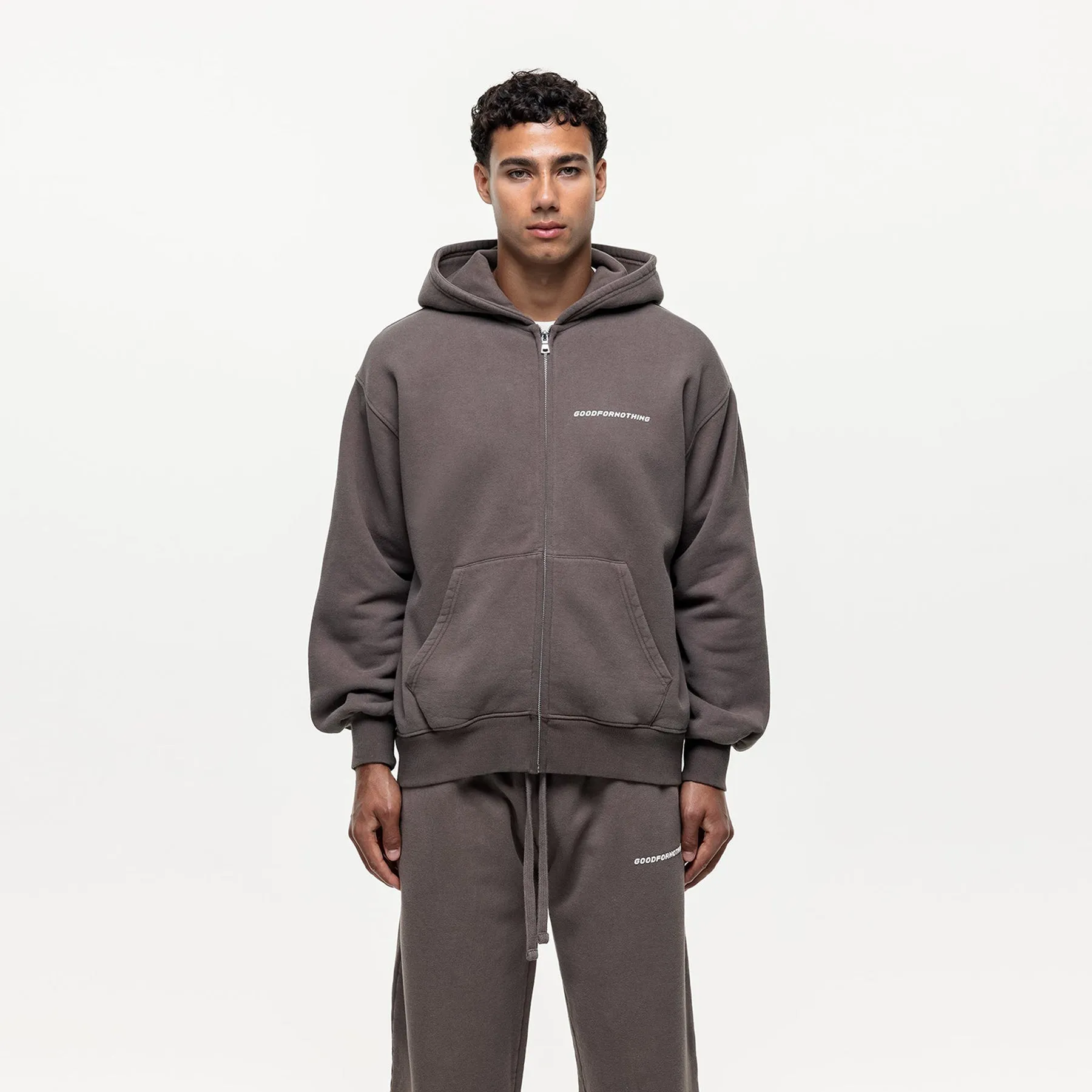 Vintage Washed Taupe Zip Hoodie sold by Good for Nothing