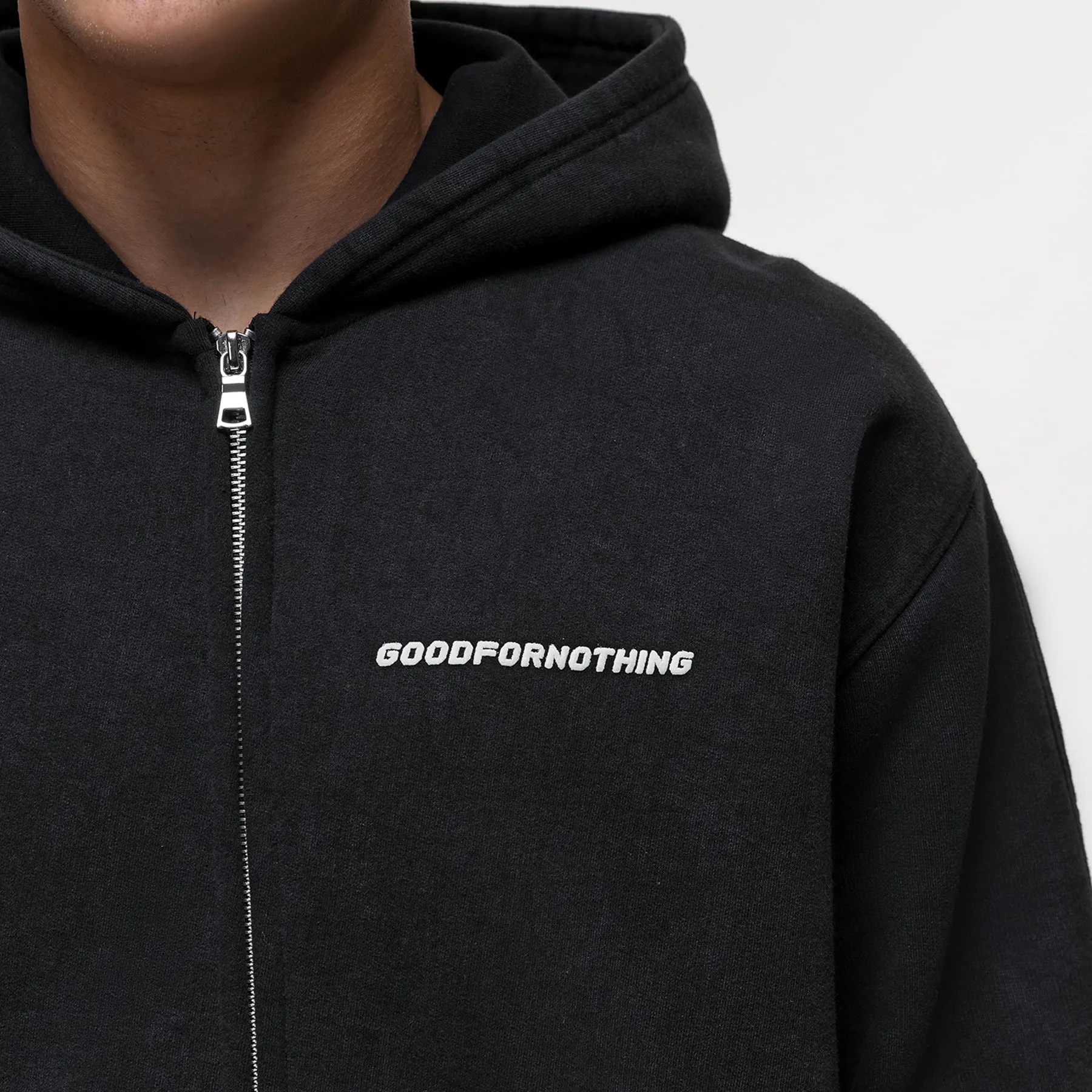 Vintage Washed Black Zip Hoodie sold by Good for Nothing product image thumbnail 4
