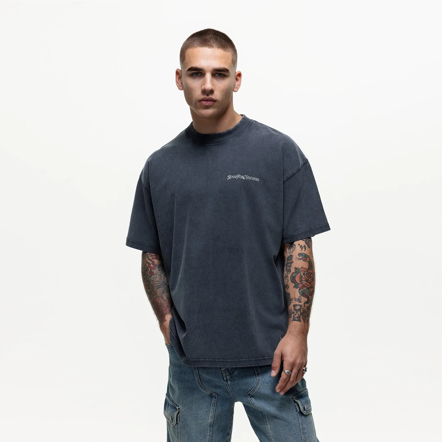 Vintage Washed Navy T-shirt sold by Good For Nothing Clothing product image thumbnail 3