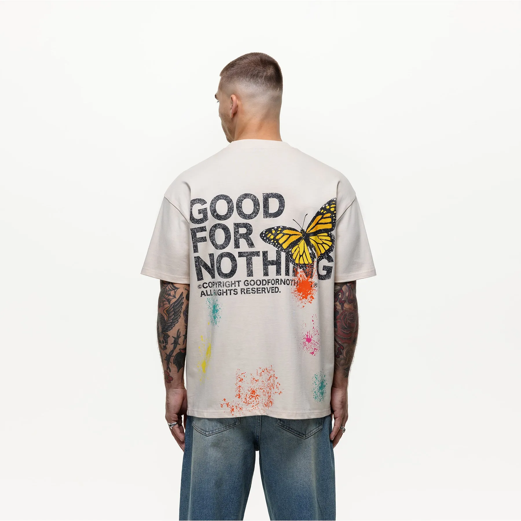 Pigment Butterfly Paint Cream T-shirt sold by Good For Nothing Clothing