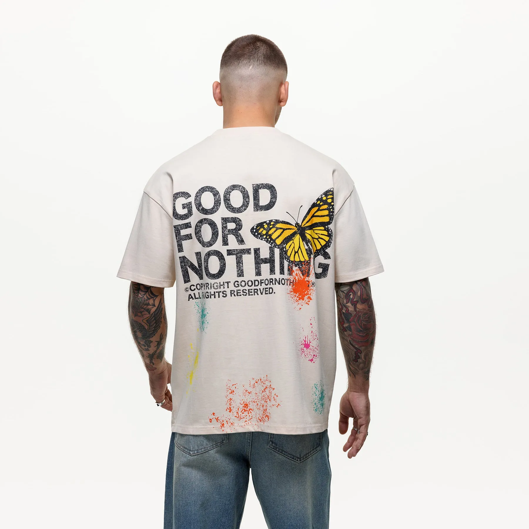 Pigment Butterfly Paint Cream T-shirt sold by Good For Nothing Clothing product image thumbnail 3