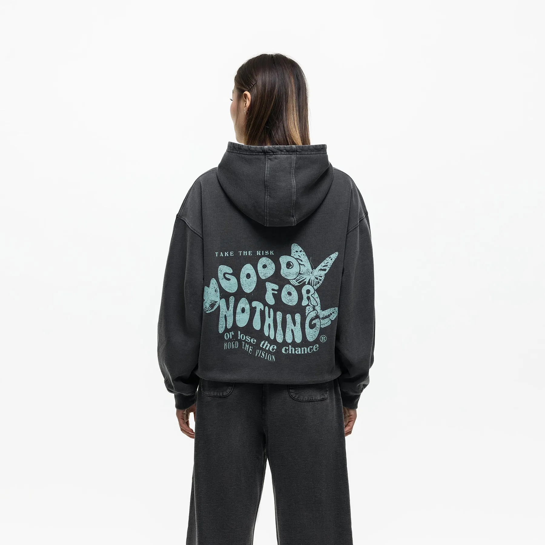 Stamp Washed Black Hoodie (Final Sale) sold by Good For Nothing Clothing product image thumbnail 2