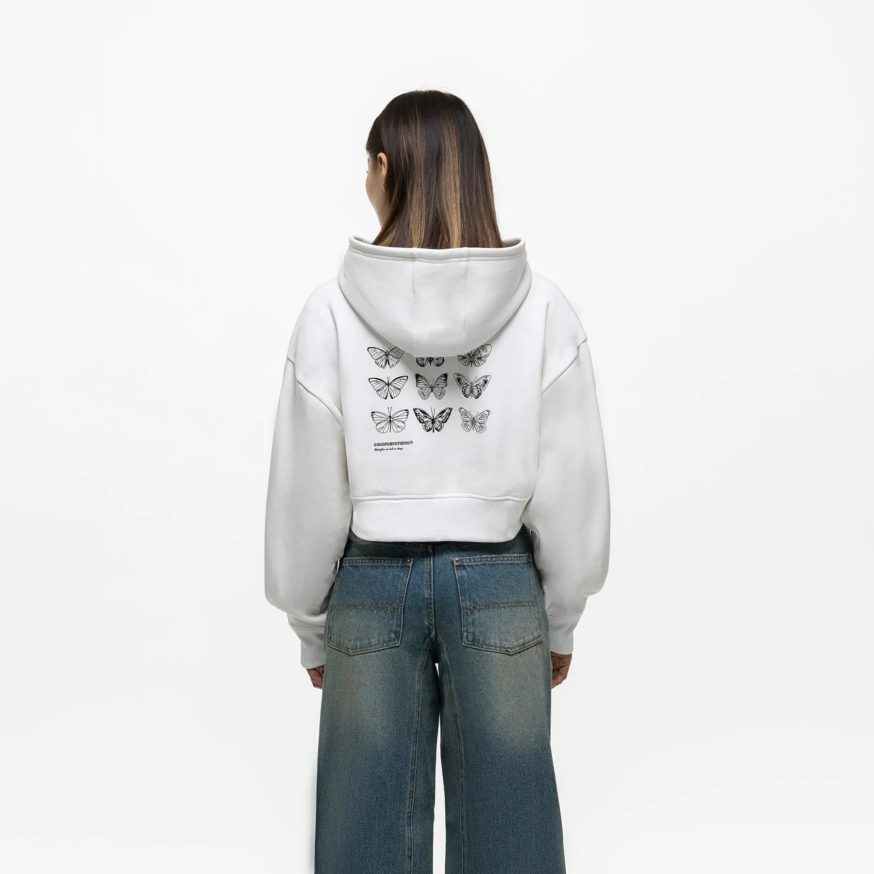 Metamorphosis White Zip Hoodie (Final Sale) sold by Good for Nothing product image thumbnail 2