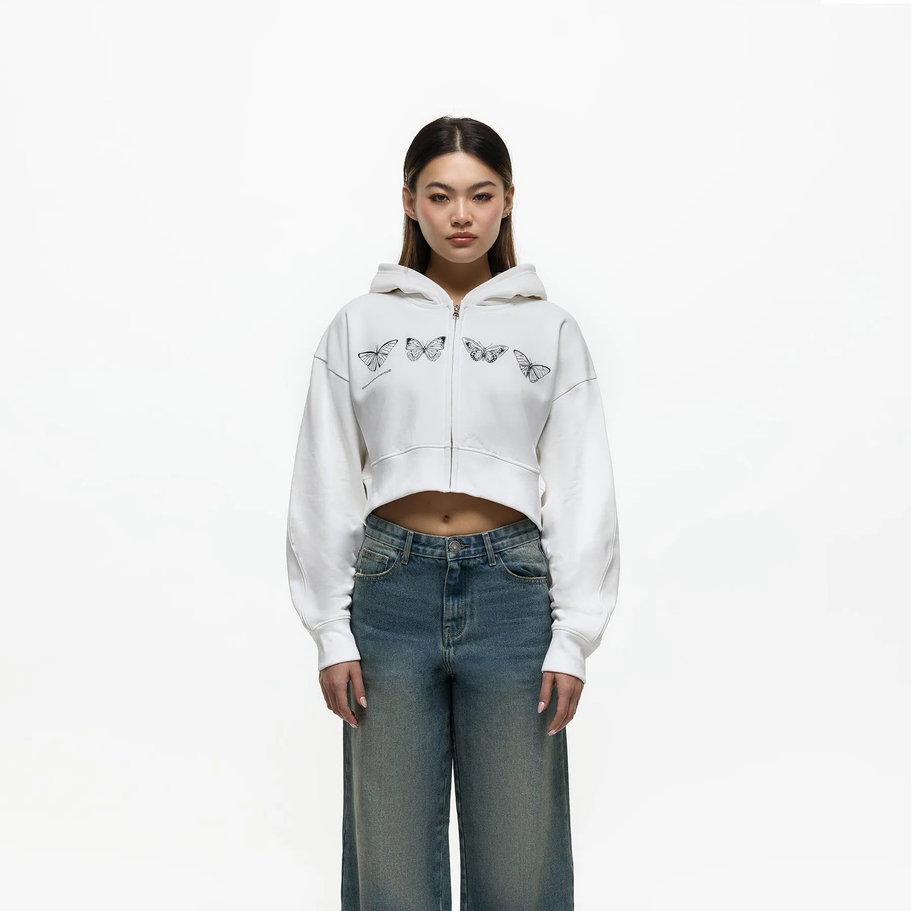 Metamorphosis White Zip Hoodie (Final Sale) sold by Good for Nothing