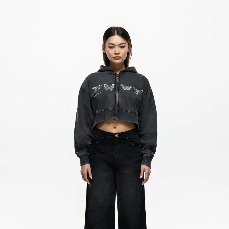 Metamorphosis Washed Black Zip Hoodie (Final Sale) sold by Good For Nothing Clothing