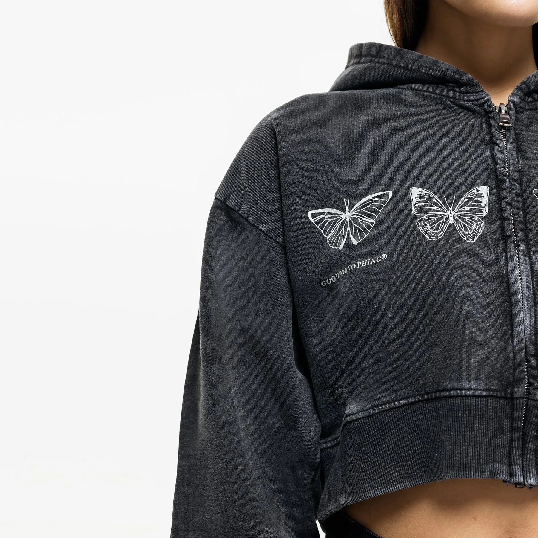 Metamorphosis Washed Black Zip Hoodie (Final Sale) sold by Good for Nothing product image thumbnail 3