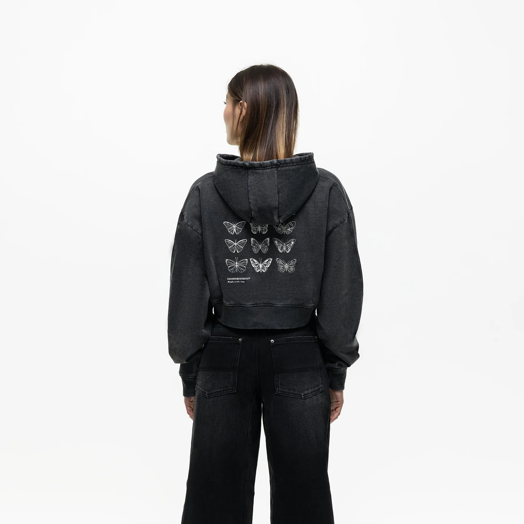 Metamorphosis Washed Black Zip Hoodie (Final Sale) sold by Good for Nothing product image thumbnail 2
