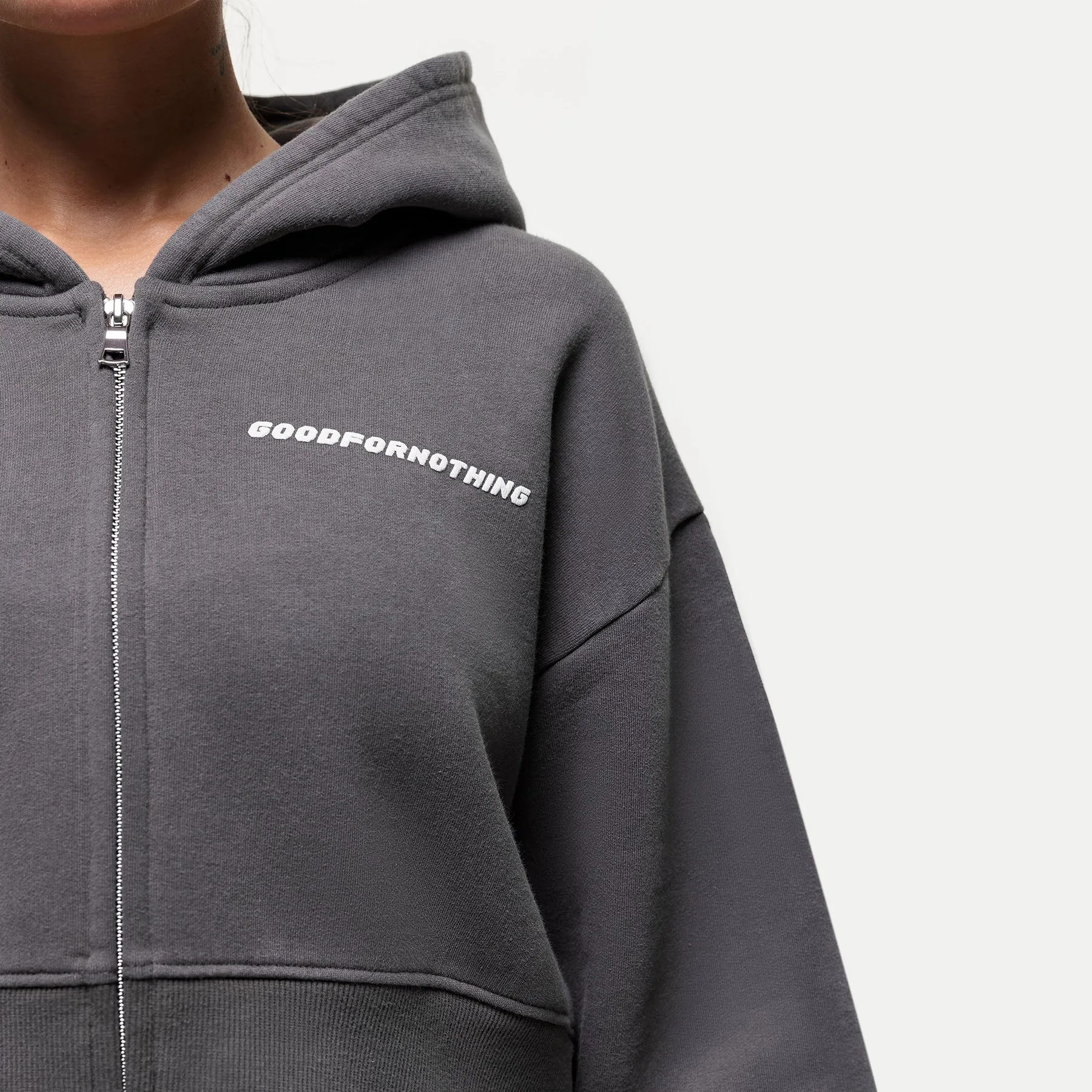 Vintage Washed Grey Zip Hoodie sold by Good For Nothing Clothing product image thumbnail 4