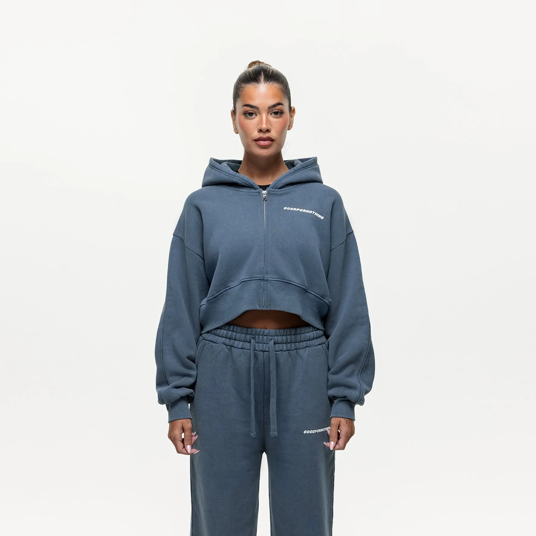 Vintage Washed Blue Zip Hoodie sold by Good For Nothing Clothing