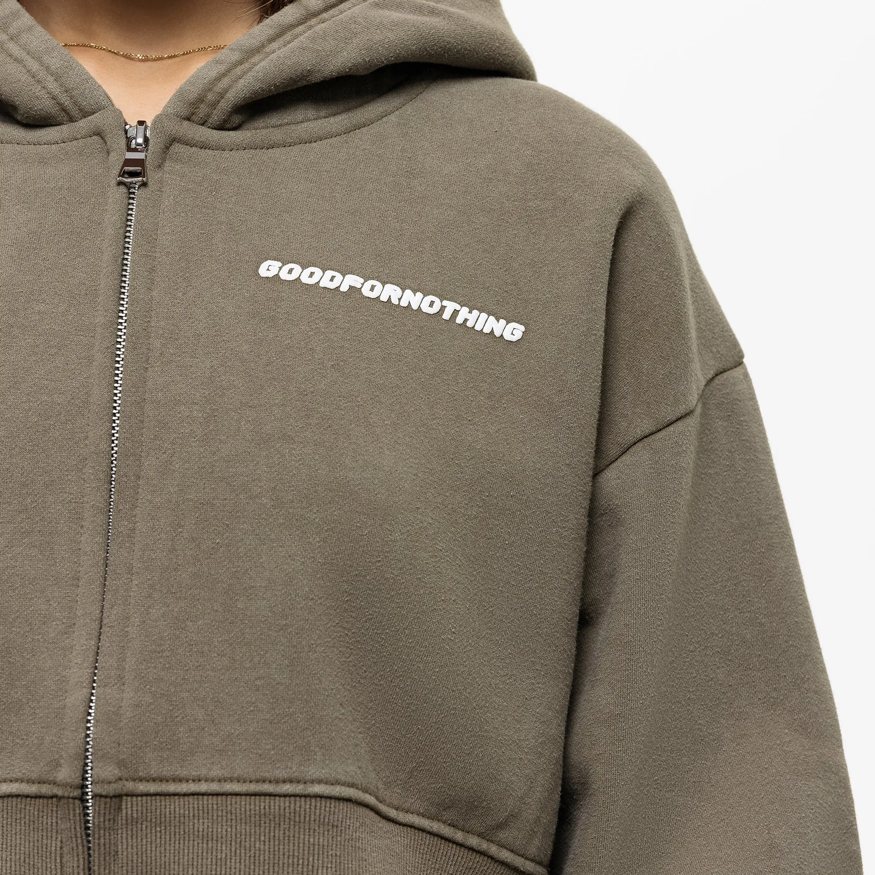 Vintage Washed Olive Zip Hoodie (Final Sale) sold by Good For Nothing Clothing product image thumbnail 2