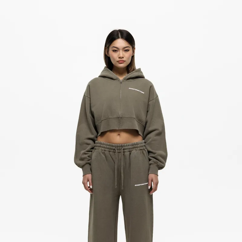 Vintage Washed Olive Zip Hoodie (Final Sale) sold by Good For Nothing Clothing