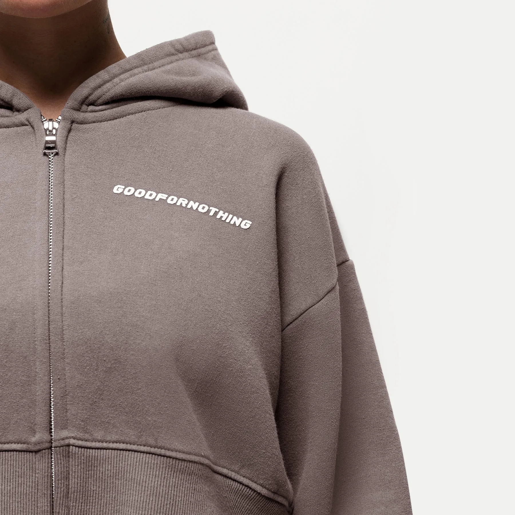 Vintage Washed Taupe Zip Hoodie sold by Good For Nothing Clothing product image thumbnail 4