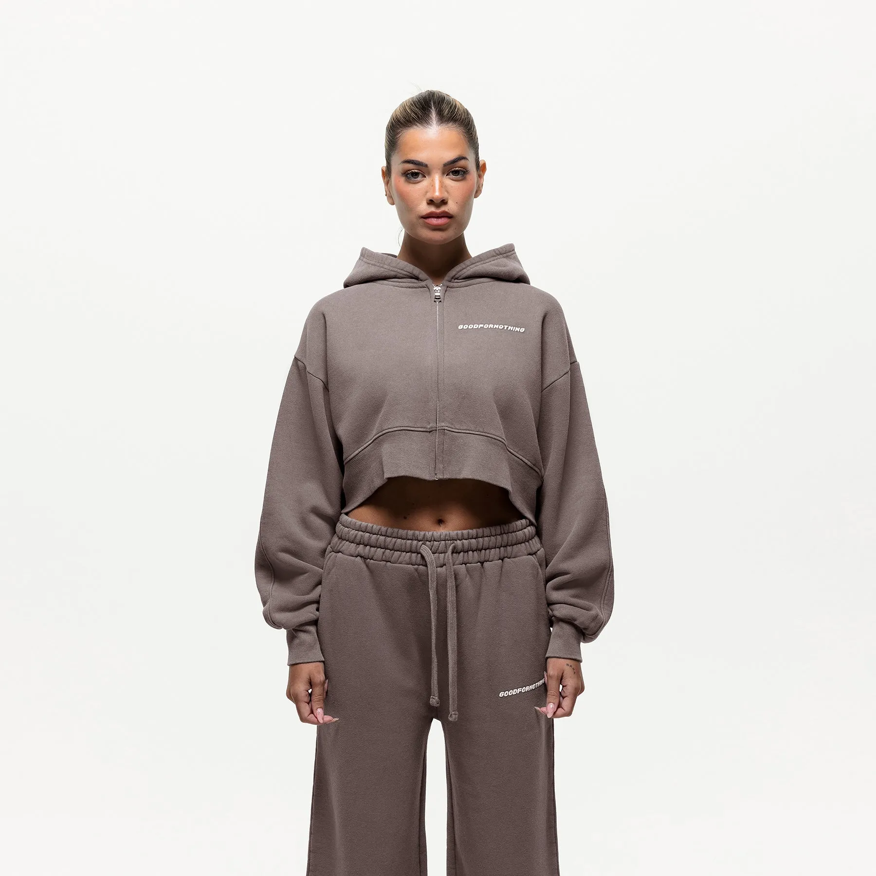 Vintage Washed Taupe Zip Hoodie sold by Good For Nothing Clothing