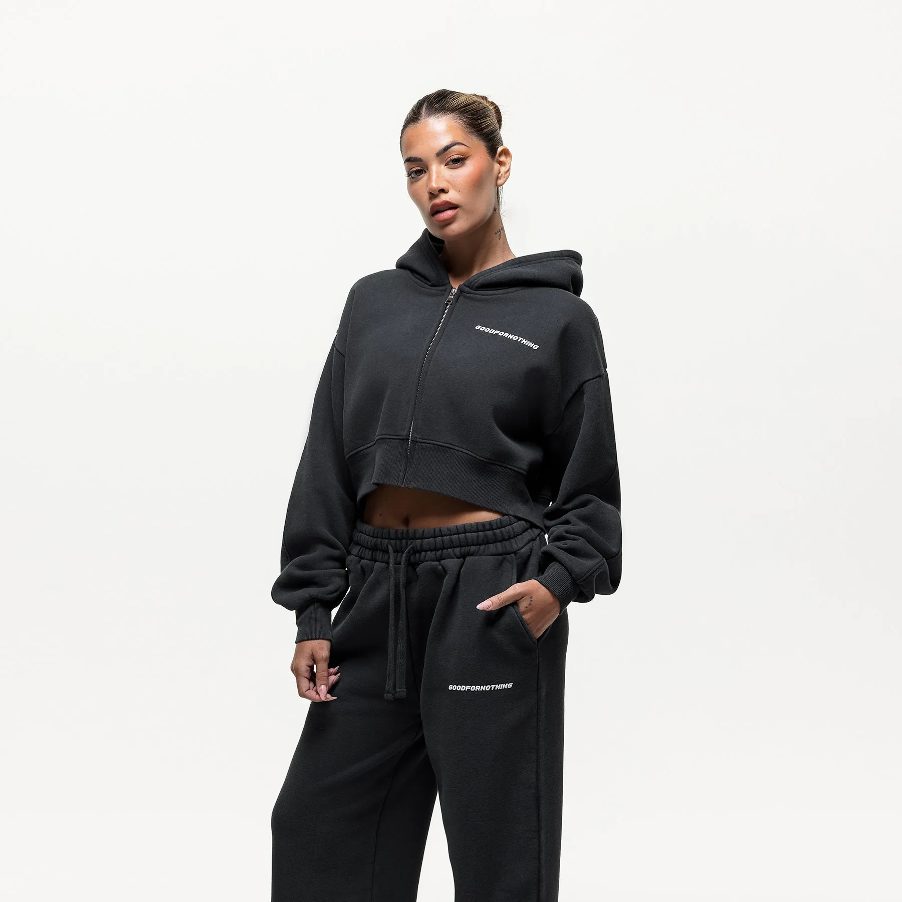 Vintage Washed Black Zip Hoodie sold by Good For Nothing Clothing product image thumbnail 4