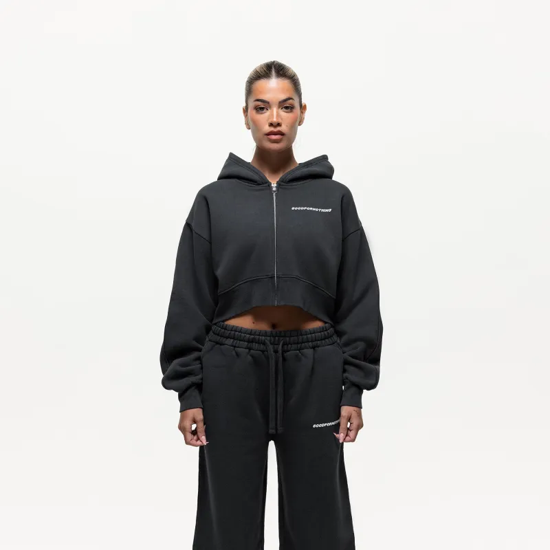 Vintage Washed Black Zip Hoodie sold by Good For Nothing Clothing