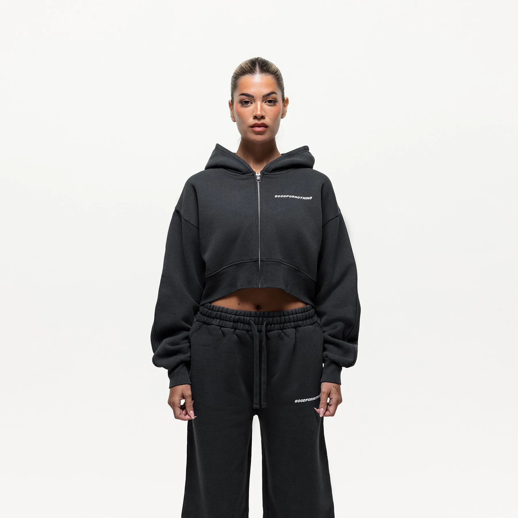 Vintage Washed Black Zip Hoodie sold by Good For Nothing Clothing