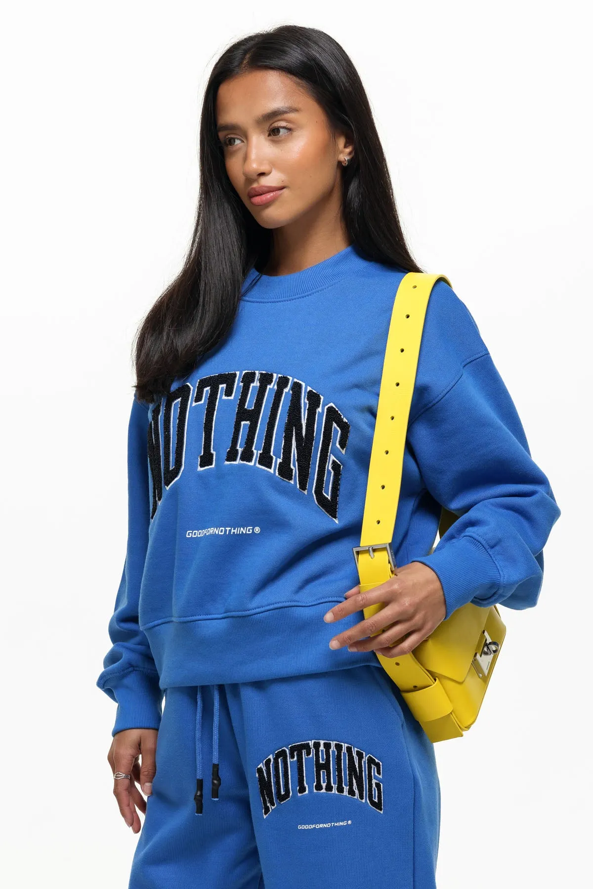 Oversized Varsity Boucle Blue Sweatshirt (Final Sale) sold by Good For Nothing Clothing product image thumbnail 2