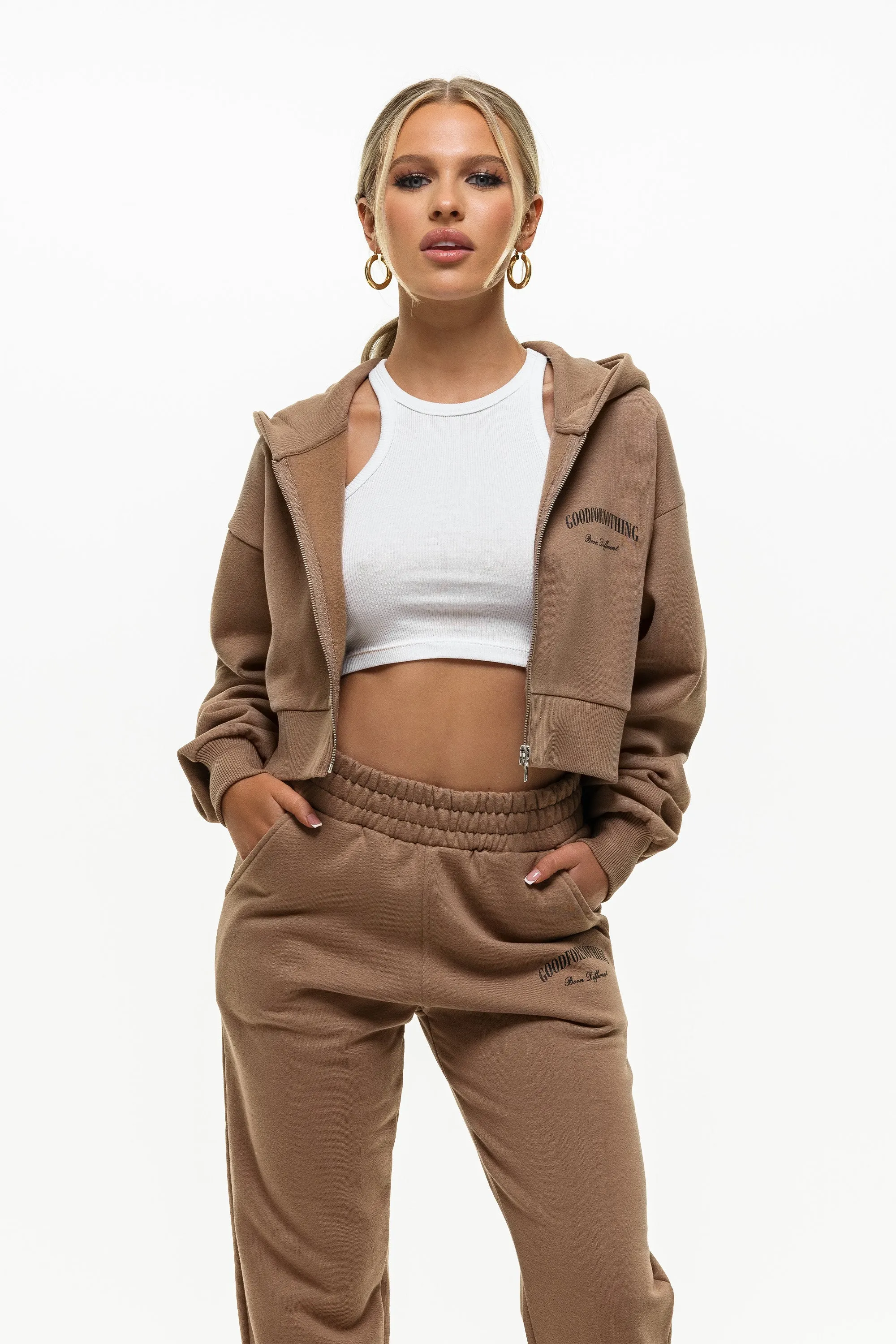 Heritage Tan Cropped Zip Hoodie sold by Good For Nothing Clothing product image thumbnail 3
