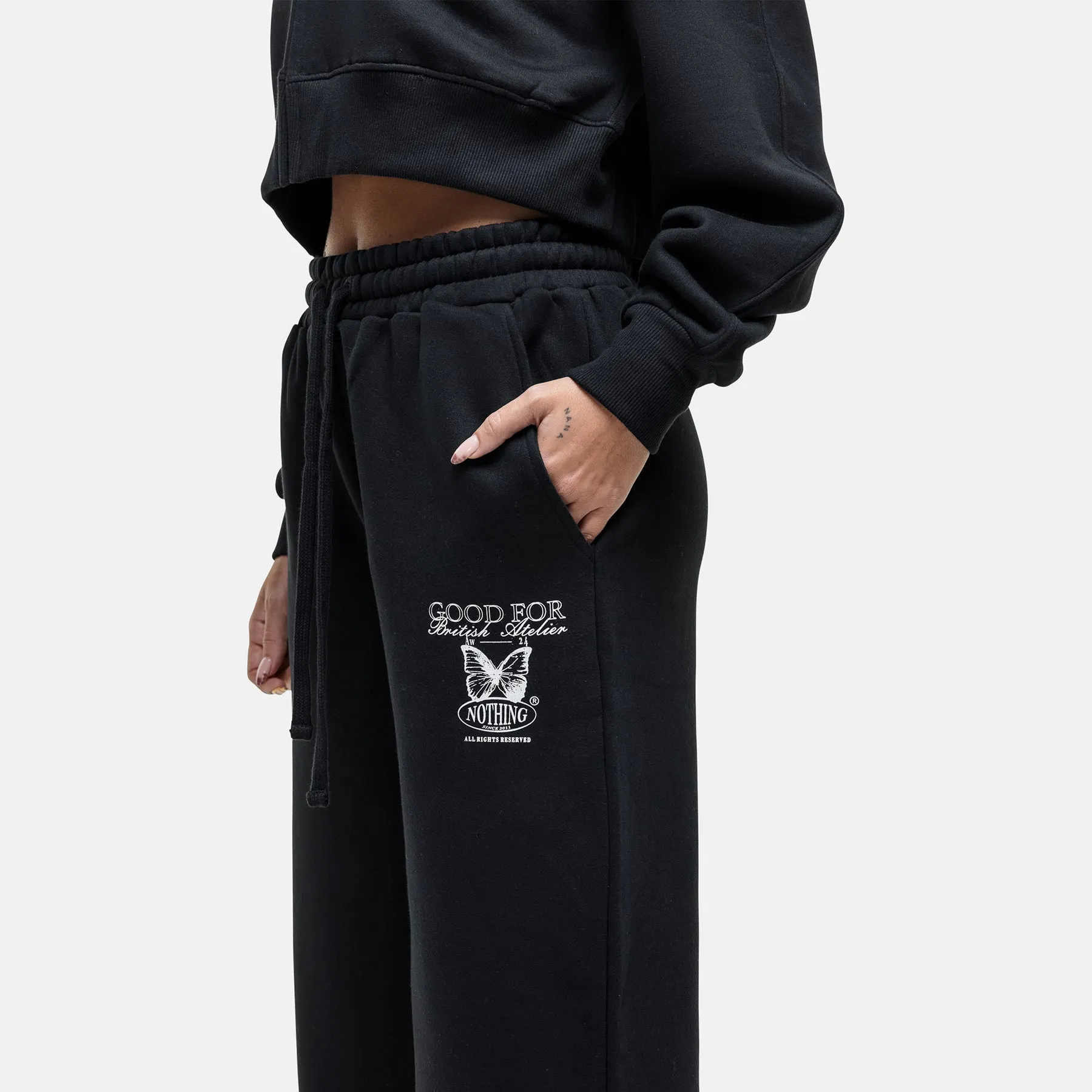 Atelier Butterfly Black Sweatpants sold by Good For Nothing Clothing product image thumbnail 4