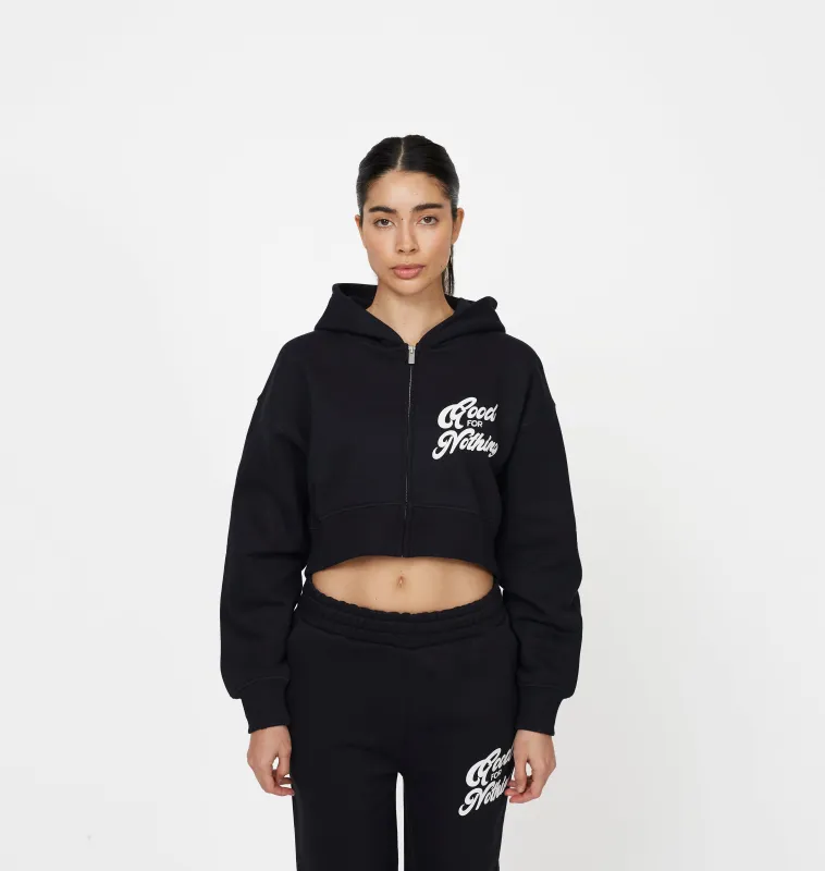 Authentic Black Zip Hoodie sold by Good For Nothing Clothing