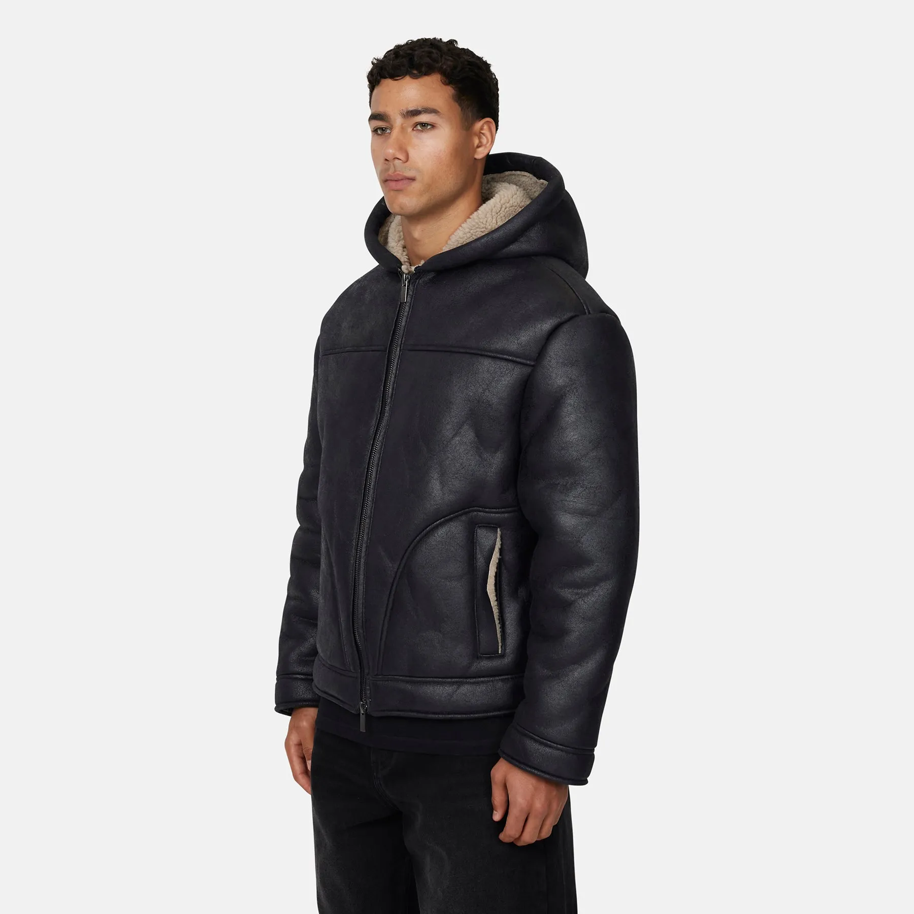 Sherpa Quilted Black Jacket sold by Good For Nothing Clothing product image thumbnail 3