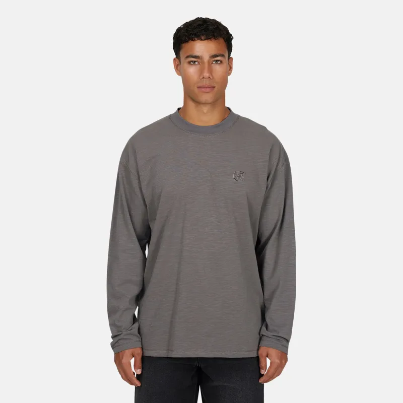 Emblem Tonal Slub Grey Long-sleeve T-Shirt sold by Good For Nothing Clothing