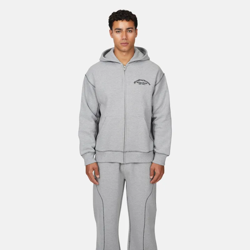 Overlock Grey Marl Zip Hoodie sold by Good for Nothing