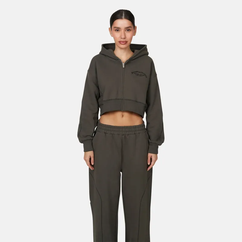 Coverlock Gunmetal Crop Zip Hoodie sold by Good For Nothing Clothing