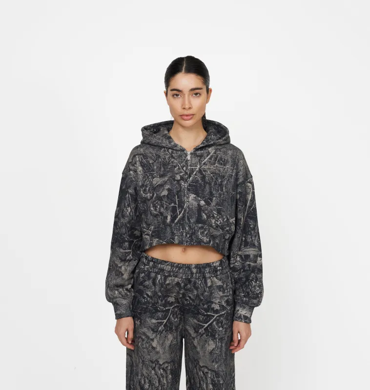 Woodland Blackout Crop Zip Hoodie sold by Good For Nothing Clothing