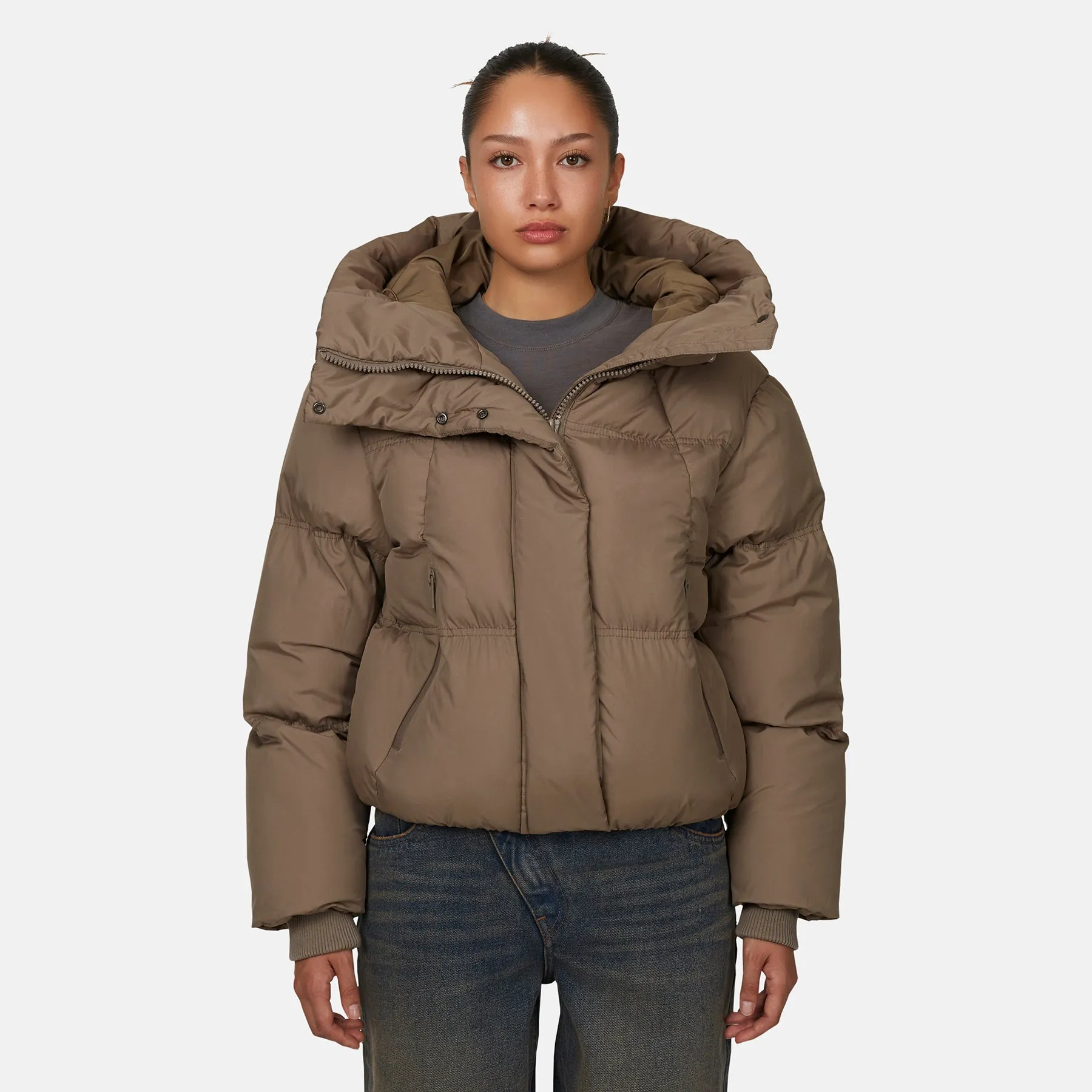 Squad Ripstop Taupe Puffer Jacket sold by Good For Nothing Clothing