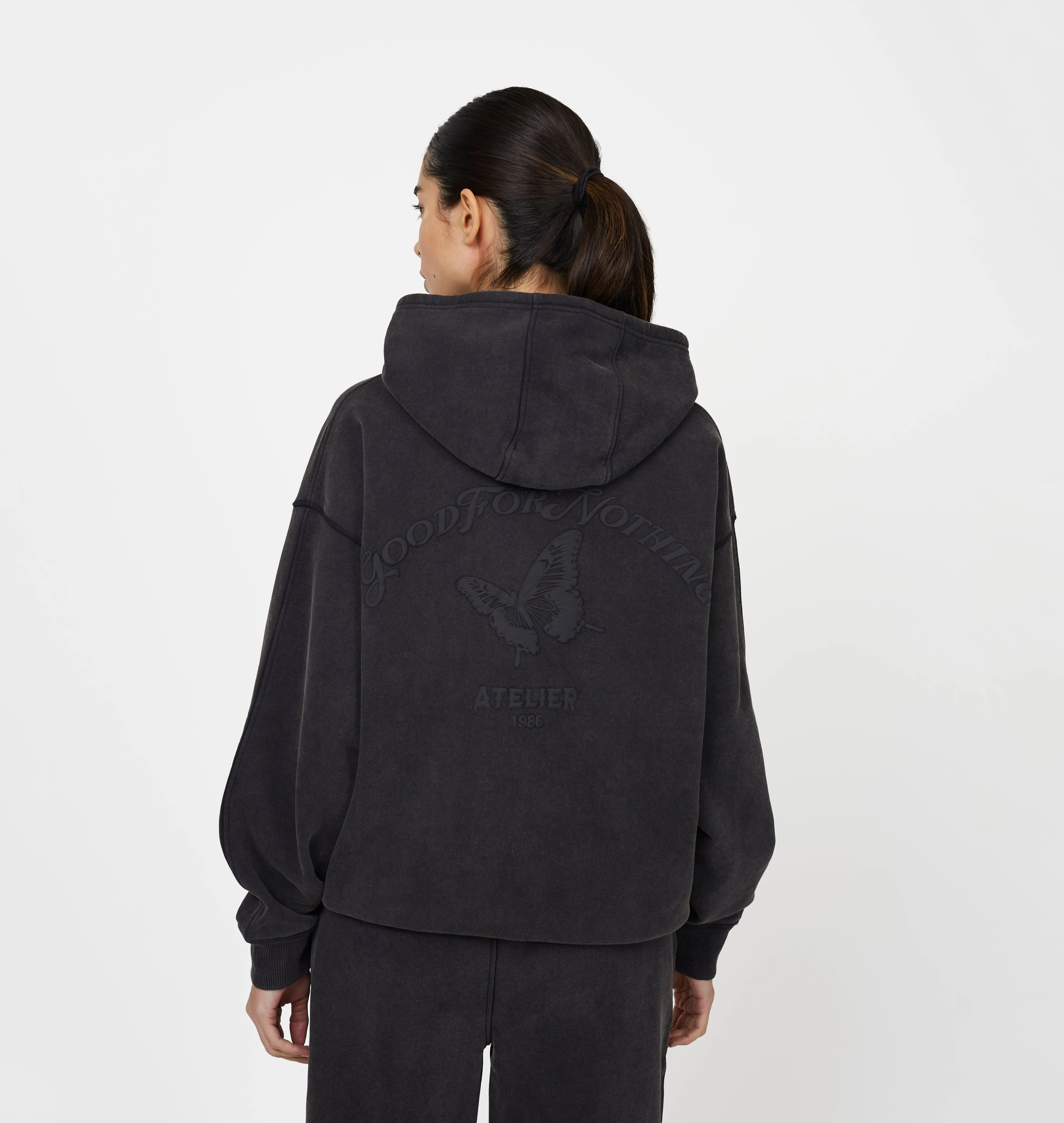 Float Butterfly Washed Black Hoodie sold by Good For Nothing Clothing product image thumbnail 2