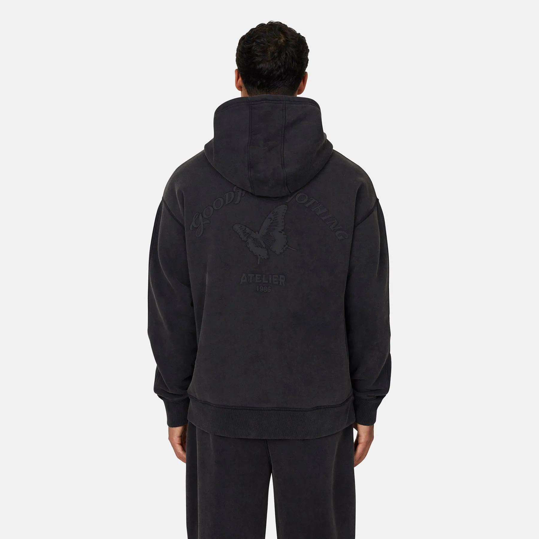 Float Butterfly Washed Black Hoodie sold by Good For Nothing Clothing product image thumbnail 2