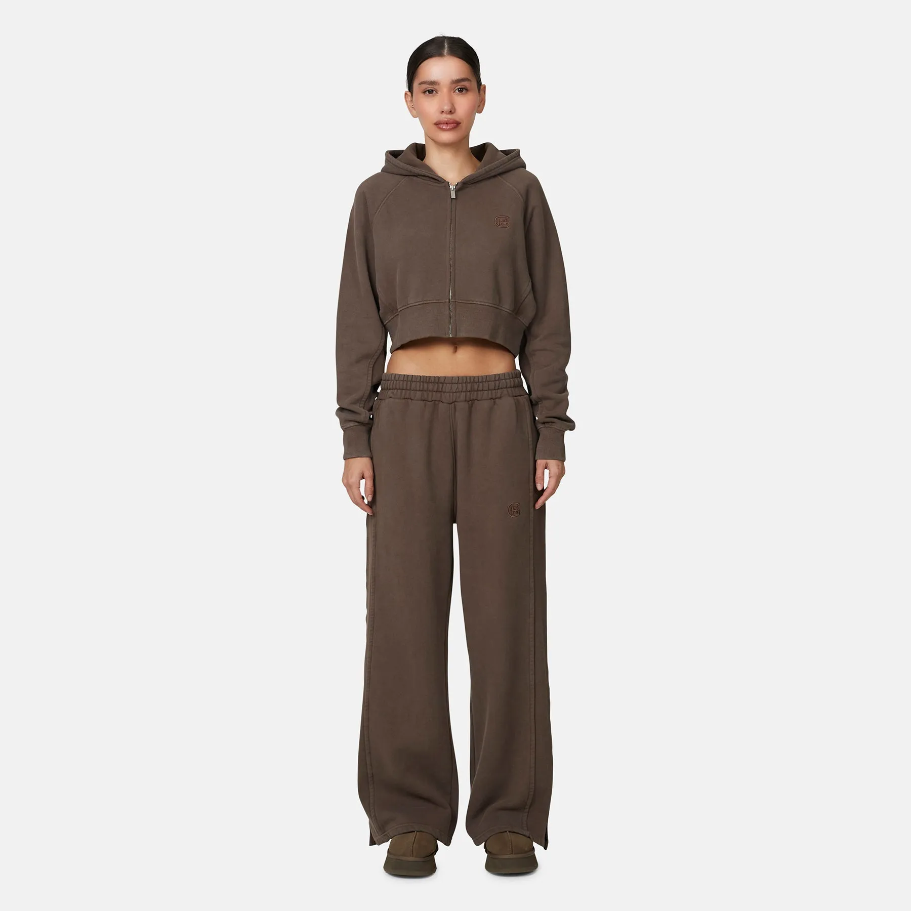 Monogram Brown Crop Zip Hoodie sold by Good For Nothing Clothing product image thumbnail 3