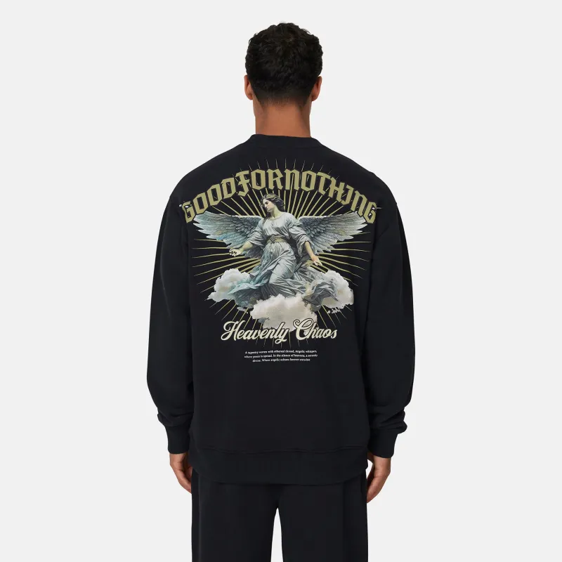 Heavenly Chaos Black Sweatshirt sold by Good For Nothing Clothing