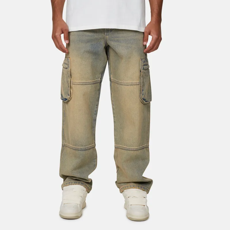 Heavy Washed Cargo Sand Blue Denim Jeans sold by Good For Nothing Clothing