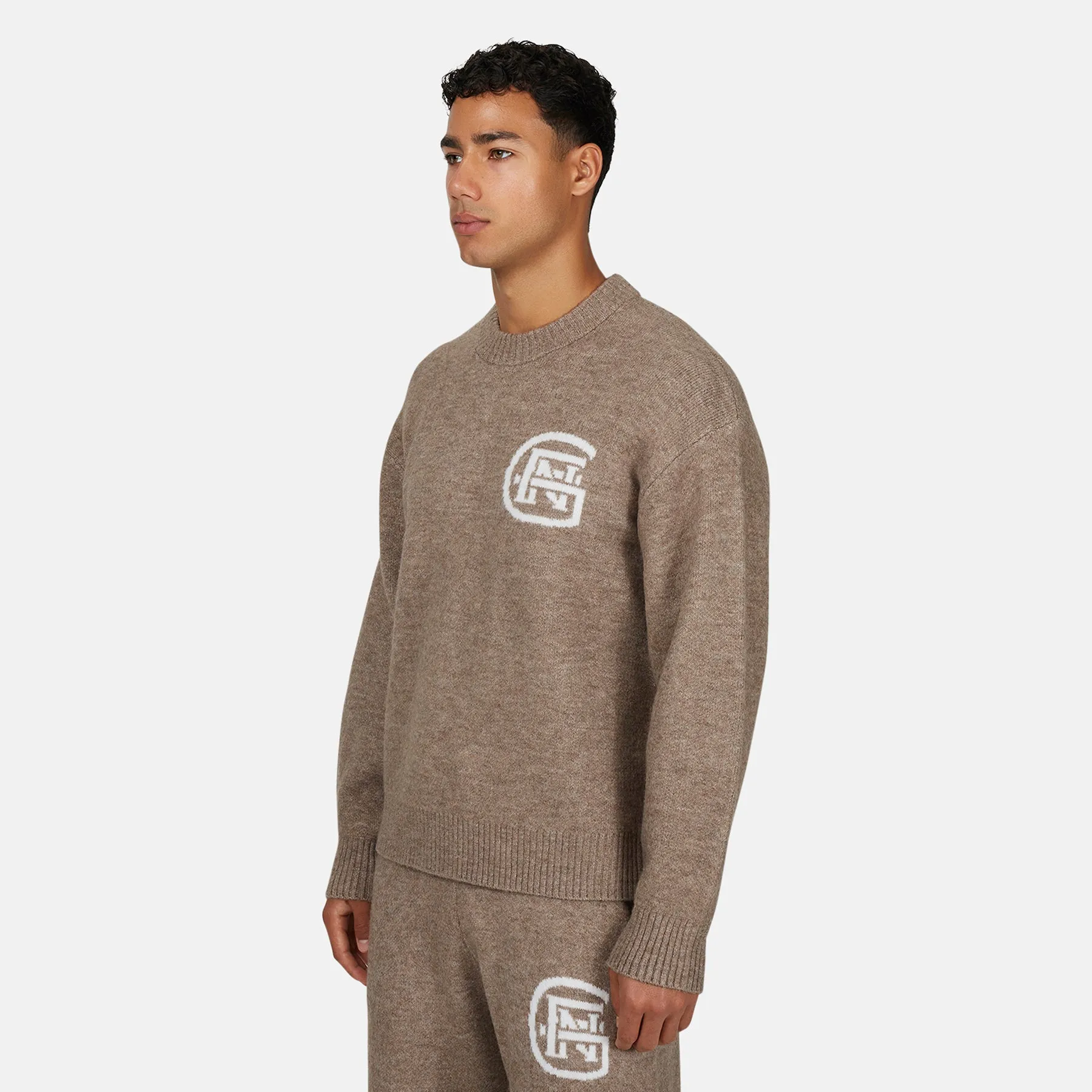 Monogram Fluffy Knit Taupe Jumper sold by Good for Nothing product image thumbnail 2