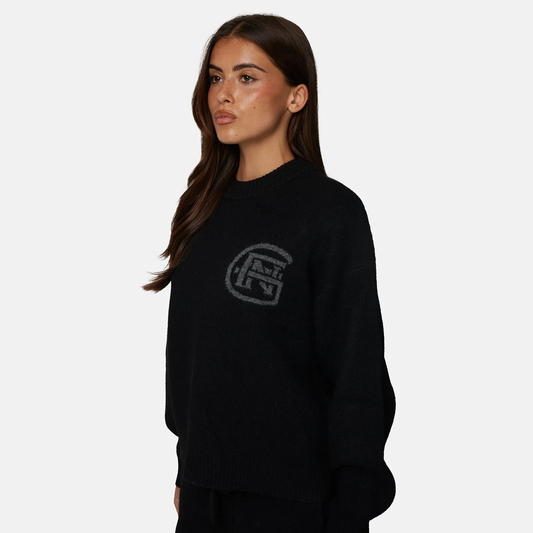 Monogram Fluffy Knit Black Jumper sold by Good For Nothing Clothing product image thumbnail 2