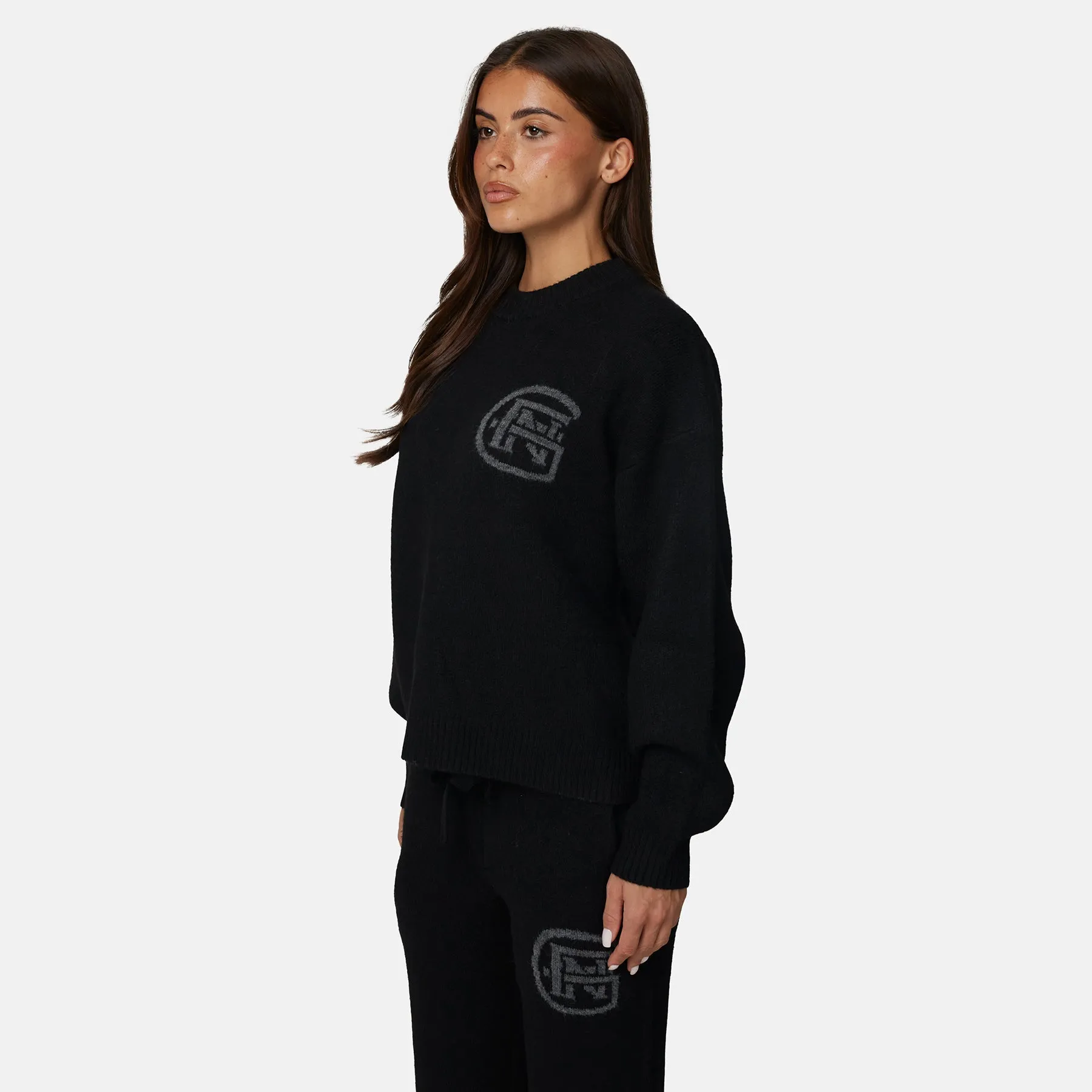 Monogram Fluffy Knit Black Jumper sold by Good For Nothing Clothing product image thumbnail 4
