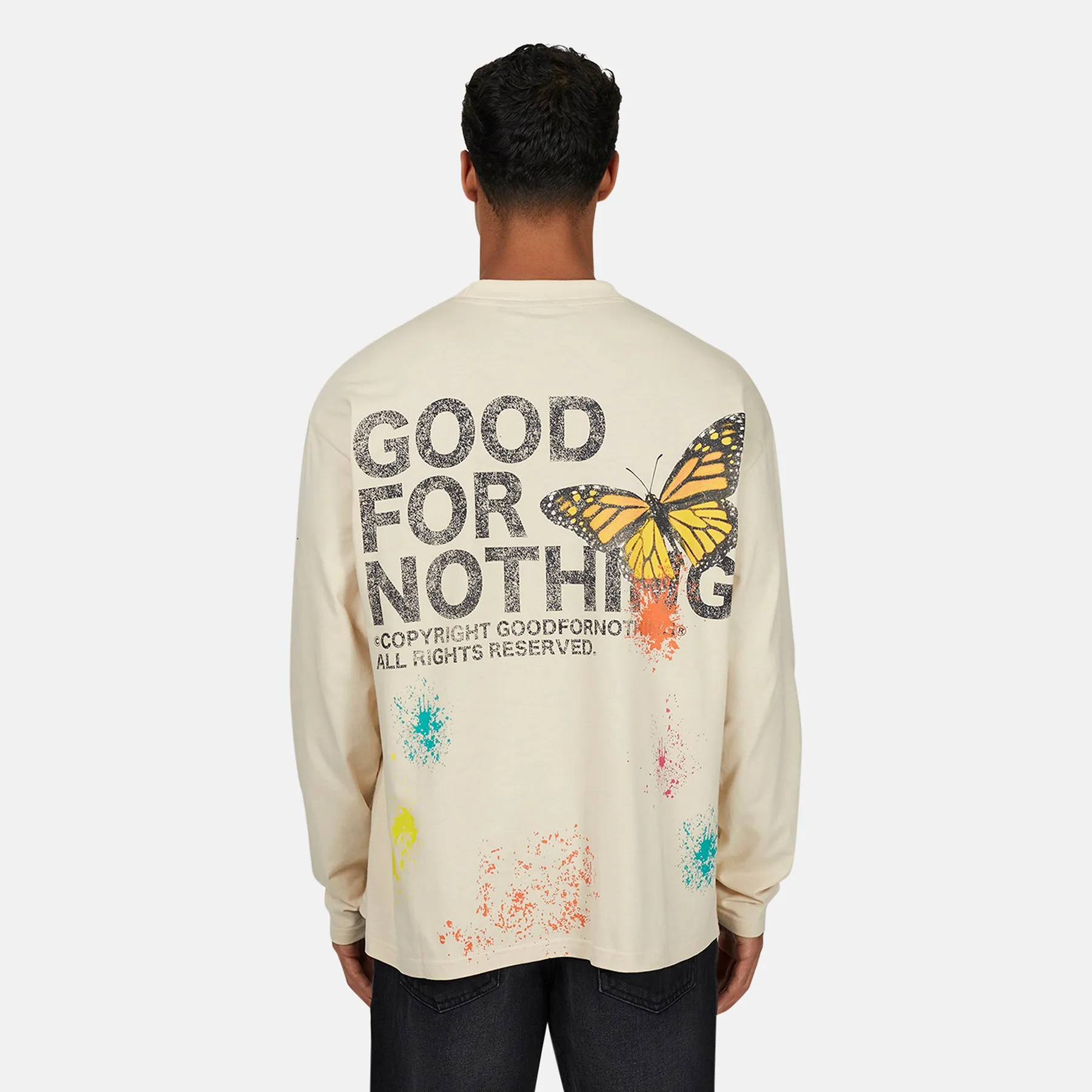 Pigment Butterfly Cream Longsleeve T-shirt sold by Good For Nothing Clothing