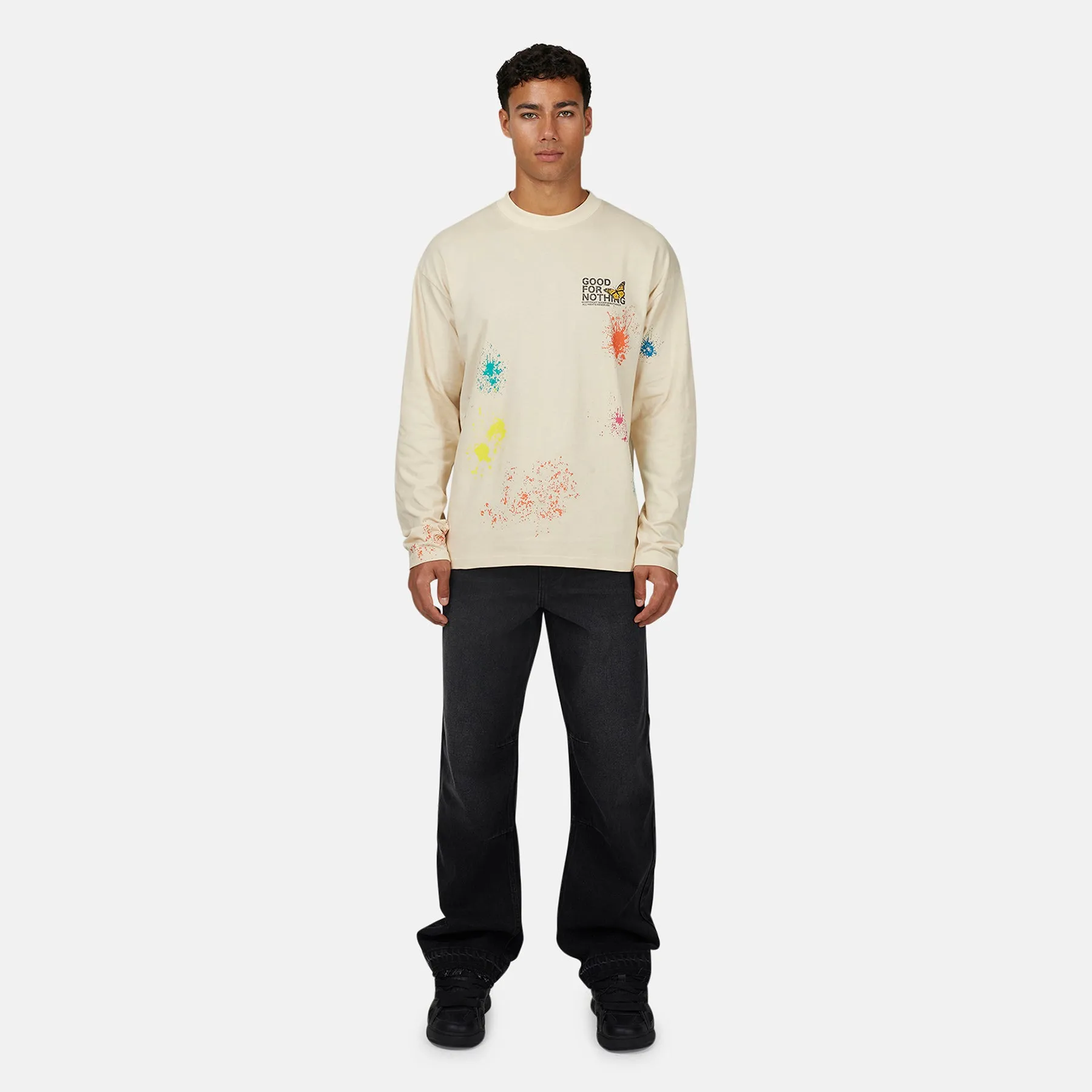 Pigment Butterfly Cream Longsleeve T-shirt sold by Good For Nothing Clothing product image thumbnail 5