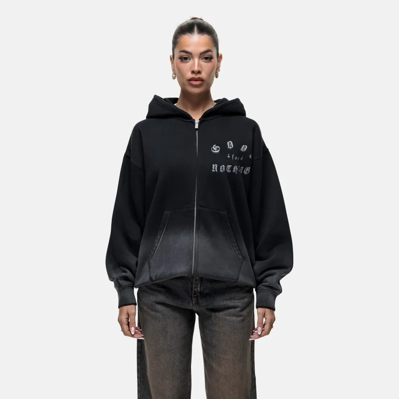 Sprayed Cali Black Zip Hoodie made by Good For Nothing Clothing