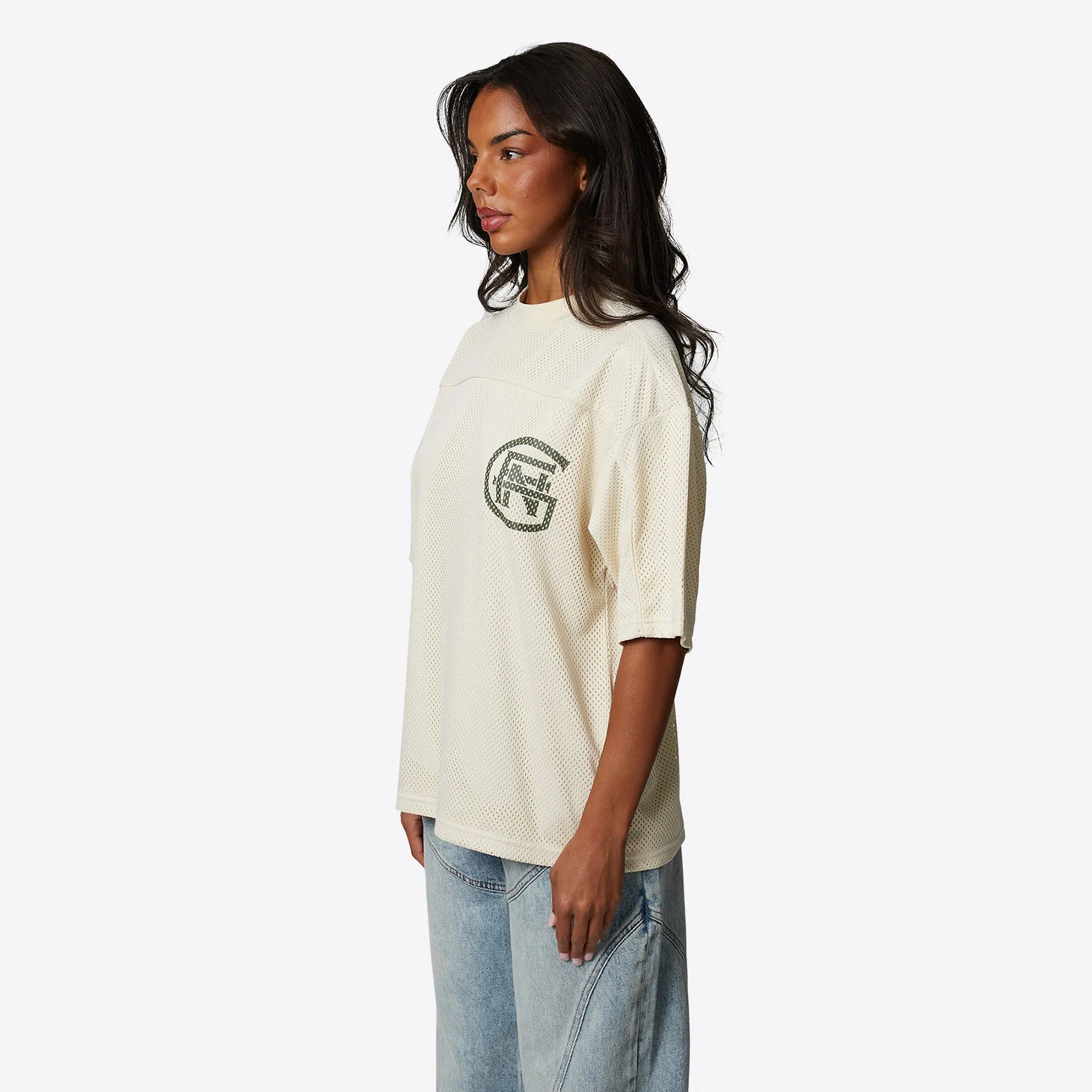 Monogram Mesh Oversized Cream Jersey Tee sold by Good for Nothing product image thumbnail 2