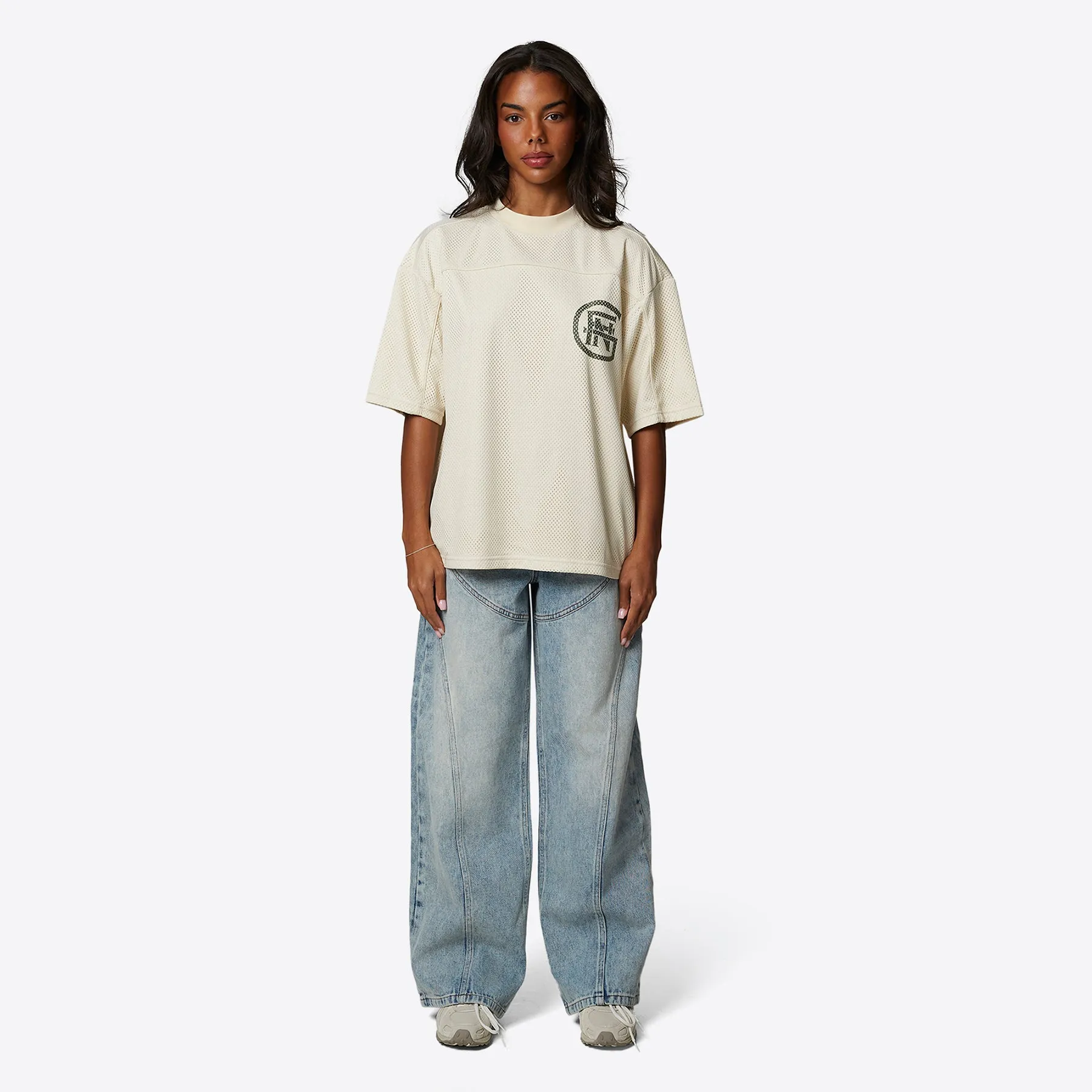 Monogram Mesh Oversized Cream Jersey Tee sold by Good for Nothing product image thumbnail 5