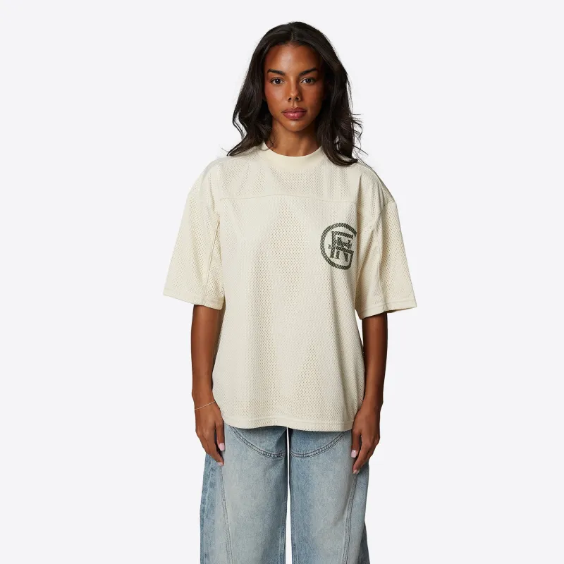 Monogram Mesh Oversized Cream Jersey Tee made by Good For Nothing Clothing