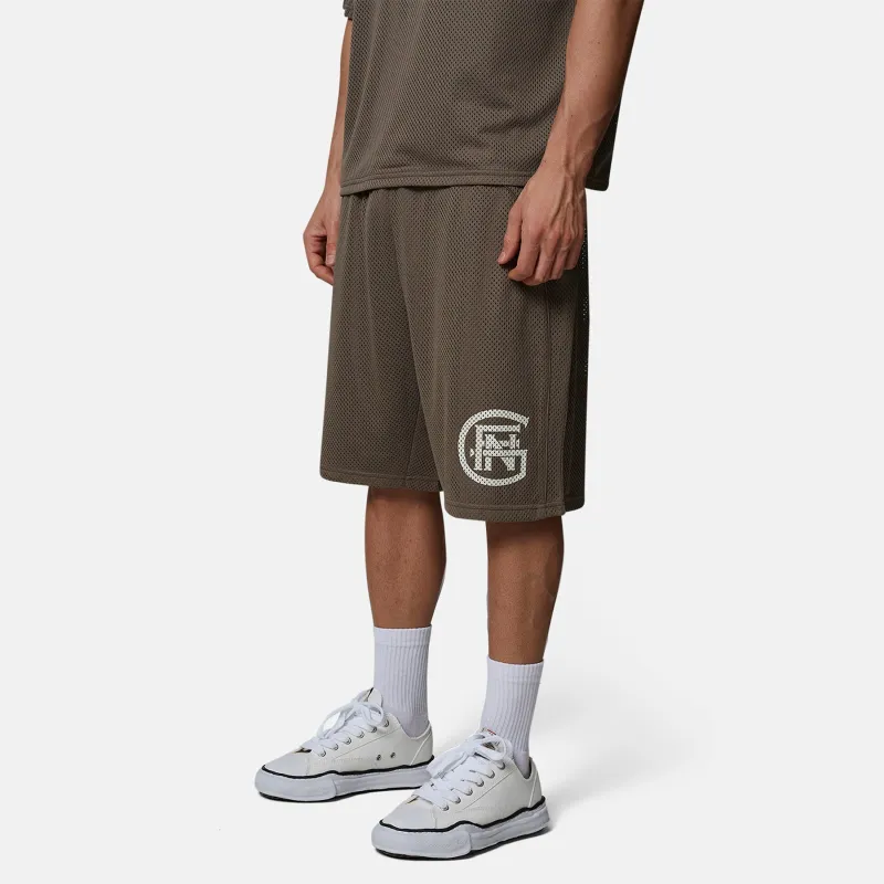 Monogram Mesh Brown Baggy Short made by Good For Nothing Clothing