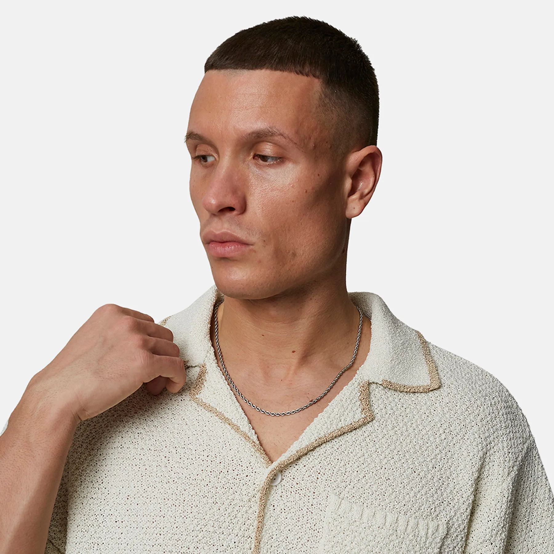 Knitted Monogram Cream Boxy Shirt sold by Good for Nothing product image thumbnail 4
