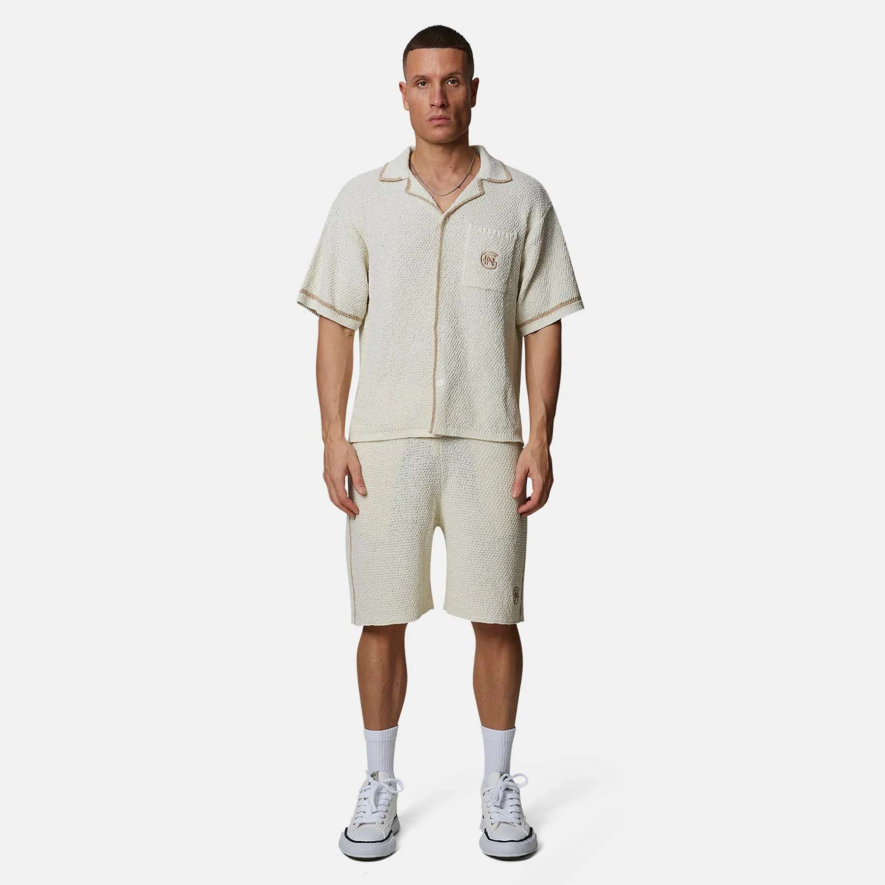 Knitted Monogram Cream Boxy Shirt sold by Good for Nothing product image thumbnail 5