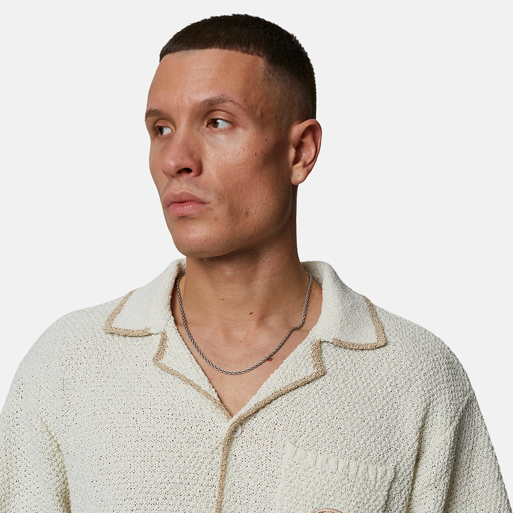 Knitted Monogram Cream Boxy Shirt sold by Good for Nothing product image thumbnail 3