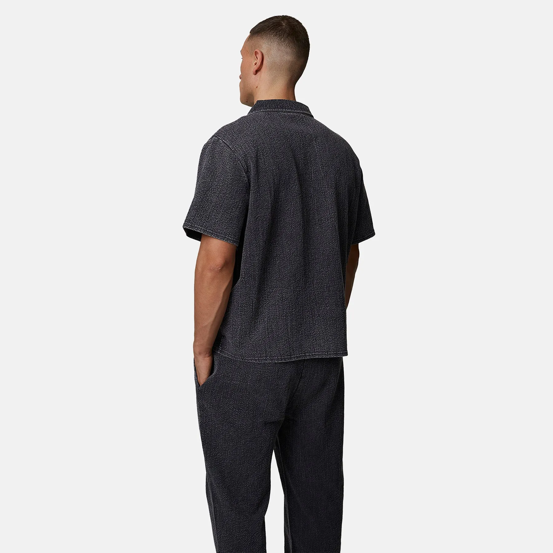 Seersucker Monogram Washed Black Shirt sold by Good for Nothing product image thumbnail 2