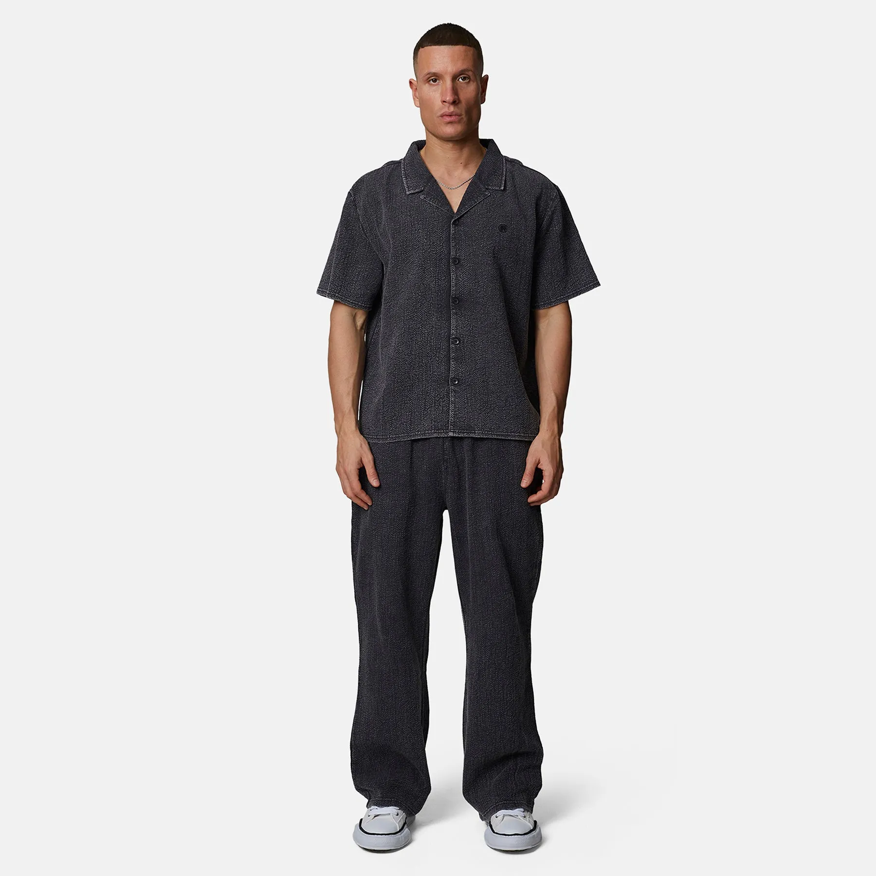 Seersucker Monogram Washed Black Shirt sold by Good for Nothing product image thumbnail 4